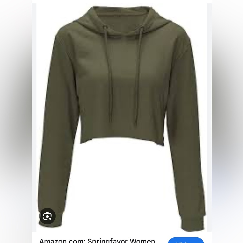 Pretty Little Thing Olive Cropped Hoodie